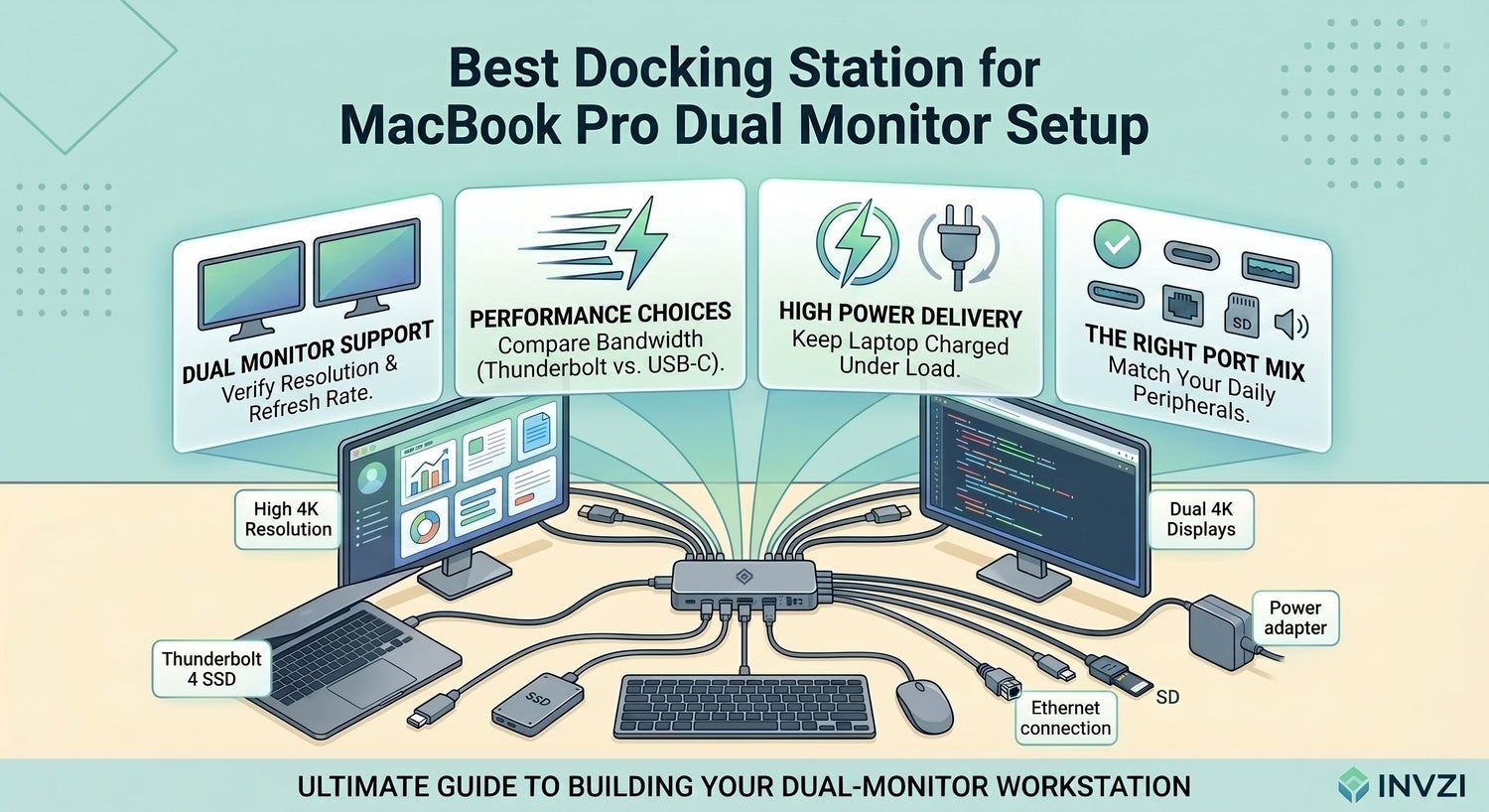 Best Docking Station for MacBook Pro Dual Monitor Setup - INVZI