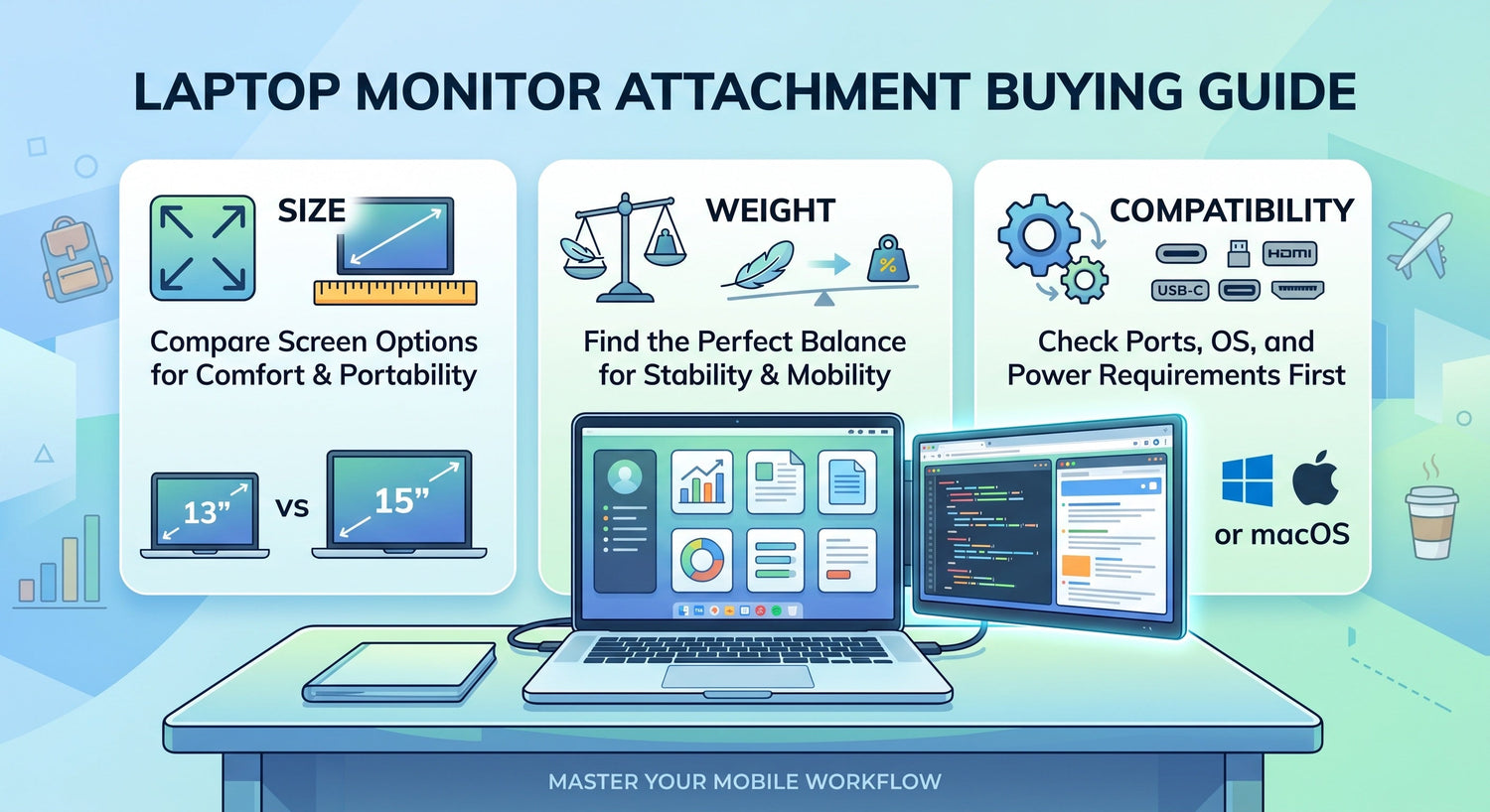 Laptop Monitor Attachment Buying Guide: Size, Weight, and Compatibility Explained - INVZI