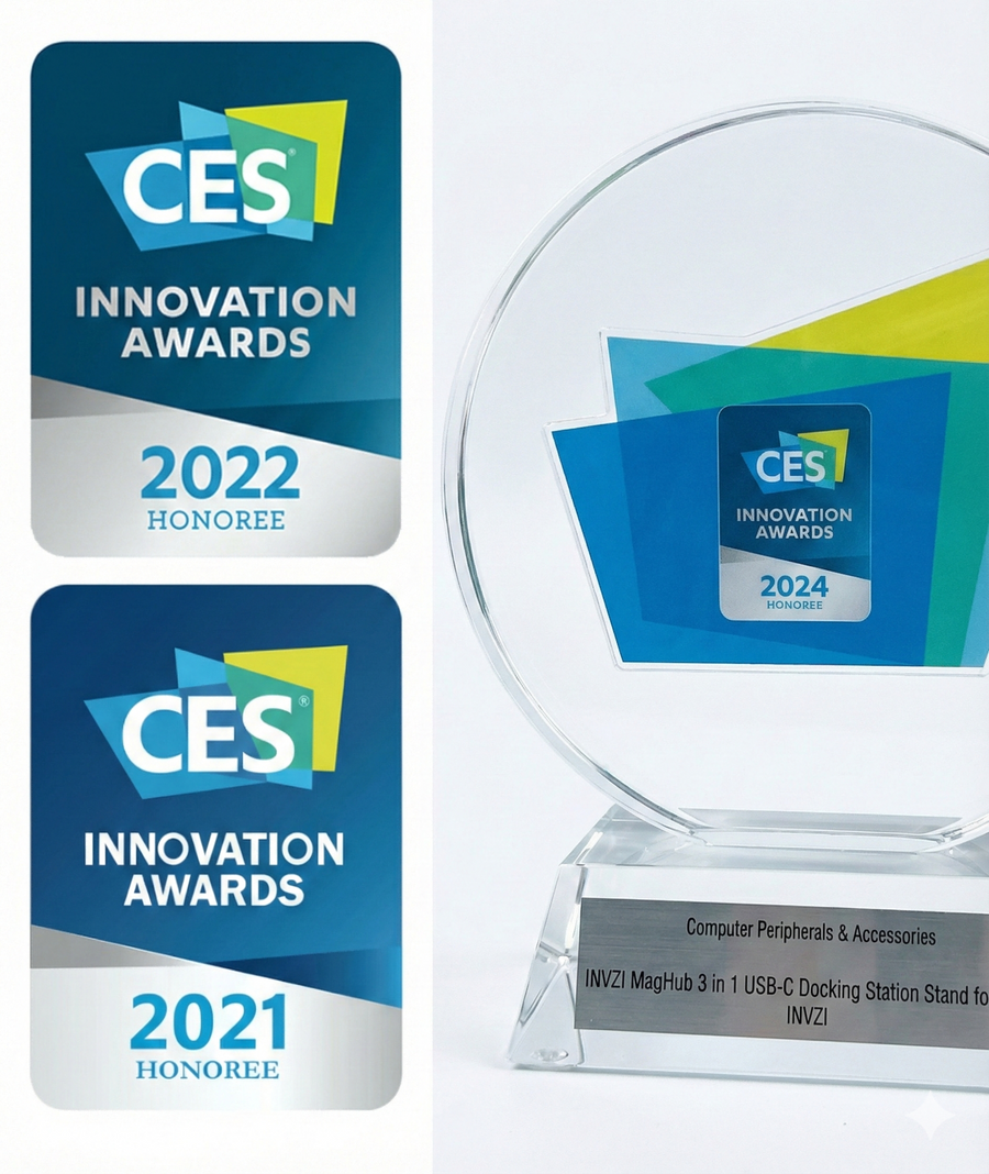 INVZI CES Innovation Awards recognition from 2021, 2022, and 2024