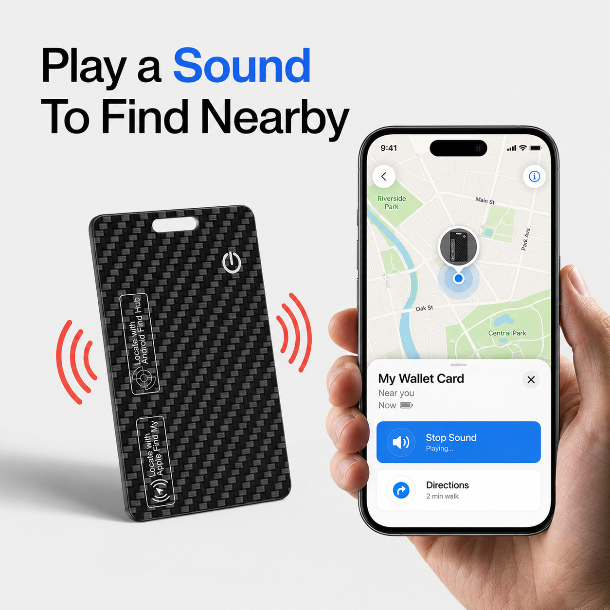 Wallet Tracker Card for iOS & Android Rechargeable Smart Wallet Finder with Apple Find My and Google Find Hub Wireless Charging, IP68 Waterproof Locator for Wallet, Keys, Bags, Passport