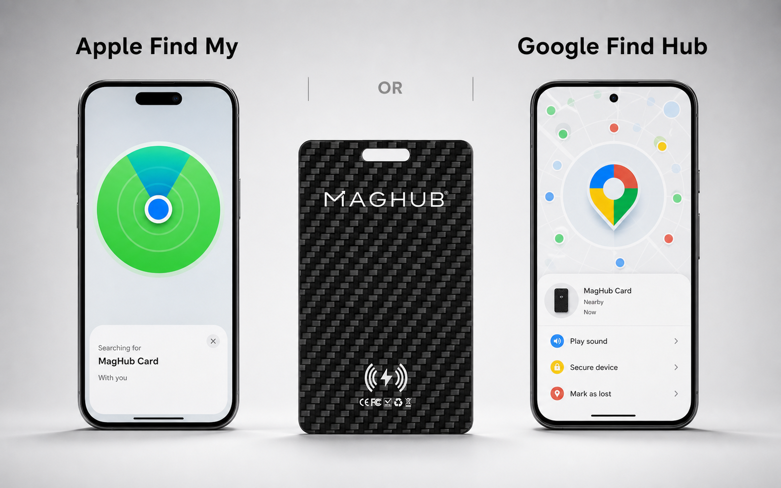 MagHub Tracking Card compatibility with Apple Find My or Google Find Hub