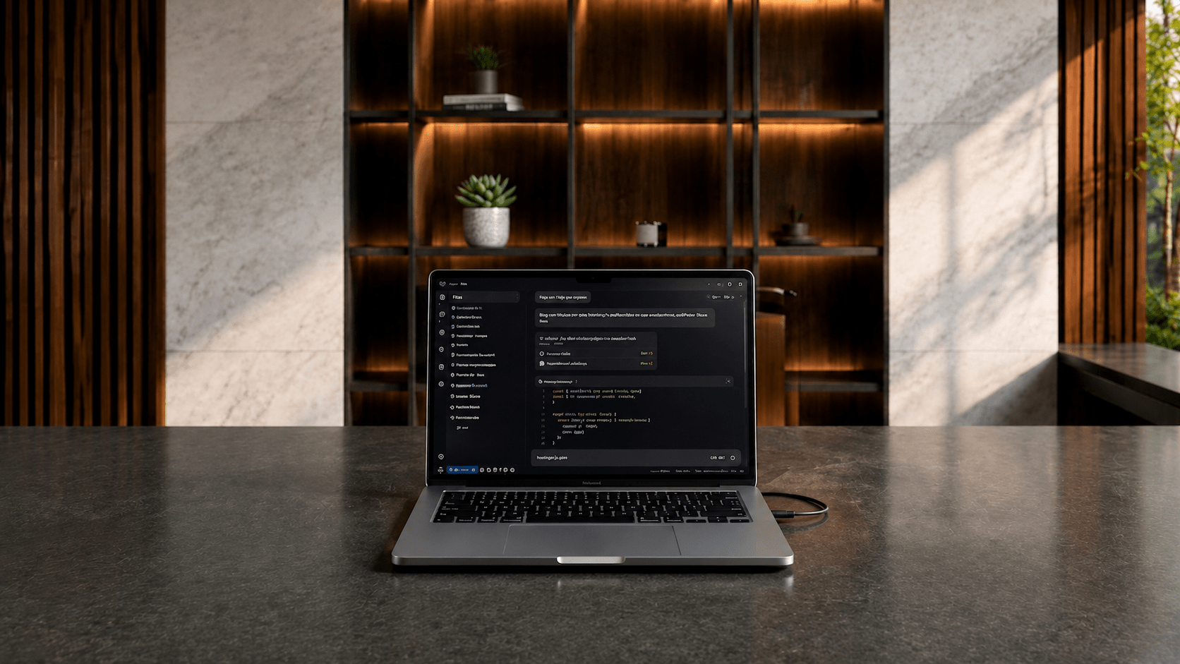 Single laptop on a clean executive desk before adding MagHub